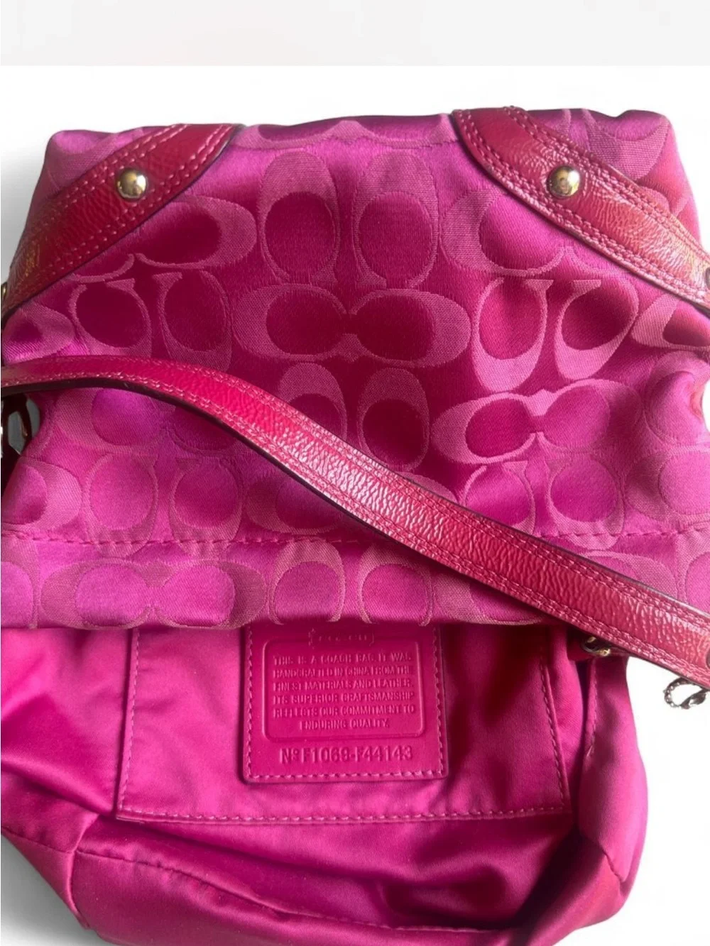 Vintage Coach Y2K Hot Pink Carly Mini Signature Hobo Shoulder Bag
